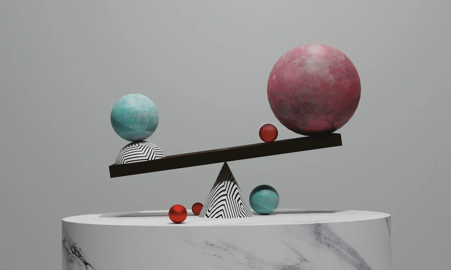 Balance en équilibre avec des sphères